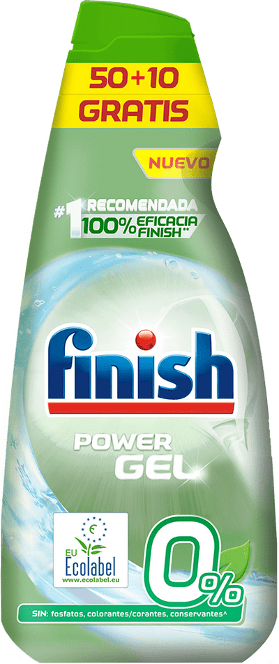 Finish Power Gel 0% Detergente Gel Lavavajilla con Certificado Ecológico